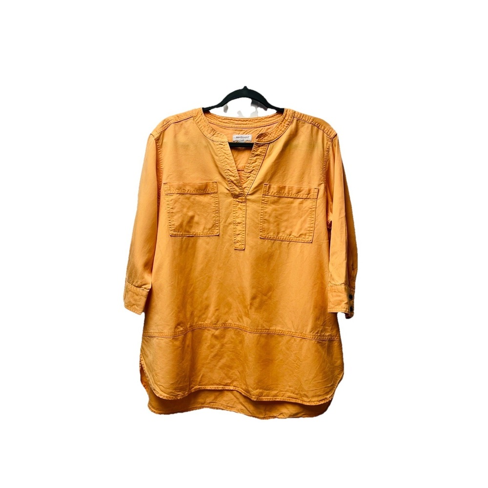 Westbound Petites PL Orange Tunic Blouse Hippie Boho Beach Cruise‎